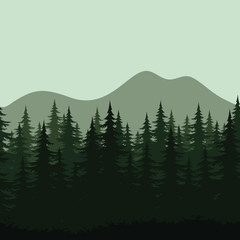 Fototapeta premium Seamless mountain landscape, forest silhouettes