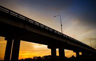 bridge against sunset