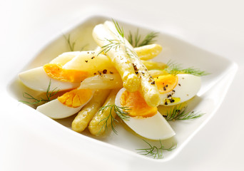 Asparagus salad with egg and  fresh dill