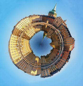 Stockholm Old Town, spherical panorama.