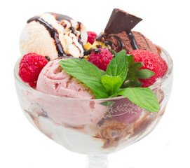 cup of icecream on white close up