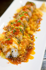 Unagi Roll, made of smoked eel, rice and sweet saurce