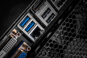 Back Panel of a modern computer with usb