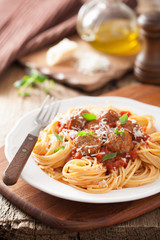 spaghetti with meatballs in tomato sauce