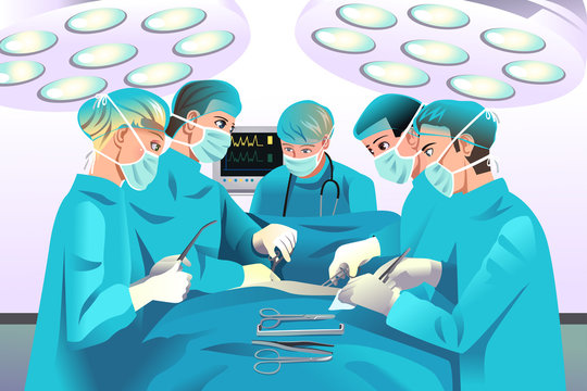 Group surgeons doing surgery