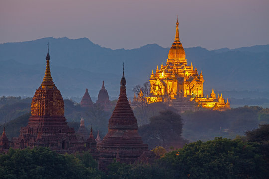 Temple in Bagan Area at Sunset