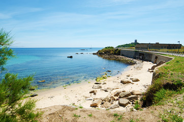 White sand beach of Nora, Sardinia, Italy