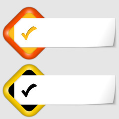 set of two icons with paper on note and check box