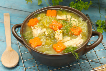 Diet soup with fresh cabbage