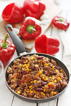 red peppers stuffed with meat and vegetables