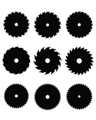 Silhouettes of circular saw blades, vector illustration
