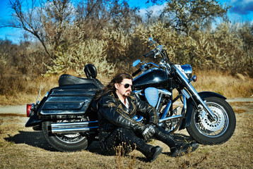 Stylized photo of man and bike