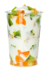 Yogurt with fruit in a glass