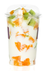 Yogurt with fruit in a glass