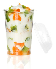 Yogurt with fruit in a glass