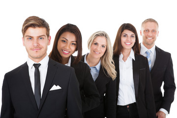 Confident Businesspeople Standing In A Row