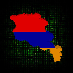 Armenia map flag on hex code illustration