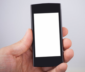 Hand Holding Smartphone With Blank Screen