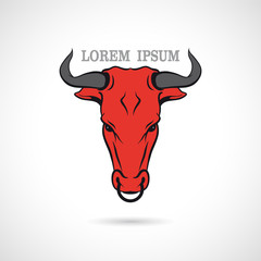 Label with a bull's head. Vector.