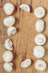 Food. Fresh white mushrooms champigonons