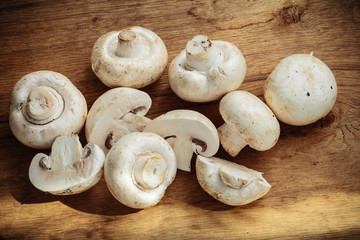 Food. Fresh white mushrooms champigonons