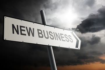 Obraz premium New Business direction. Traffic sign.