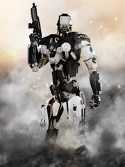 Robot Futuristic Police armored mech weapon