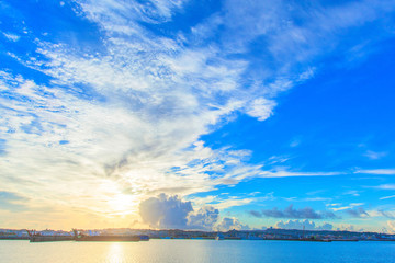 Fototapeta na wymiar Morning harbor of Okinawa