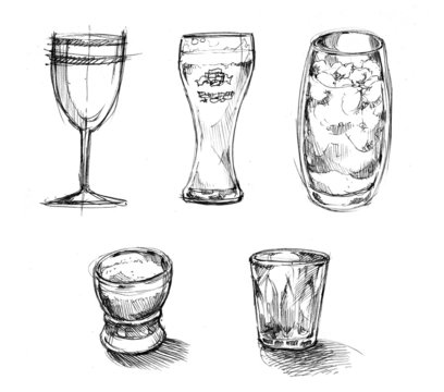 drinks glasses sketch