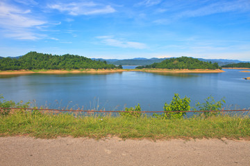 Views over the reservoir Kaengkrachan dam