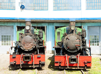 Obraz na płótnie Canvas steam locomotives in depot, Kostolac, Serbia