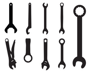 Black silhouettes of screw wrench, vector illustration