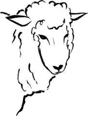 毛筆による羊のイラスト