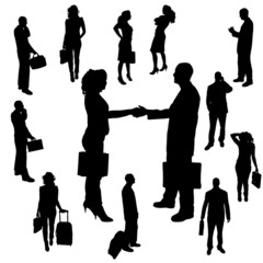 Vector silhouette of business people.