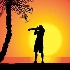 Vector silhouette of man.