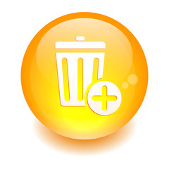 Button trash icon web orange sphere