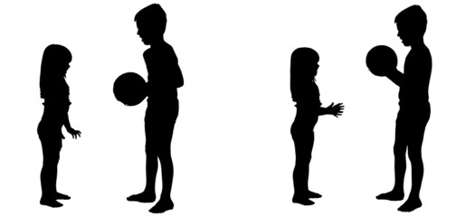 Vector silhouette of a children.