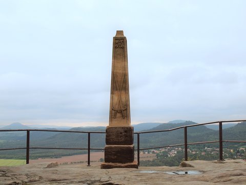  Stony monument on the peak of hill in Germany.