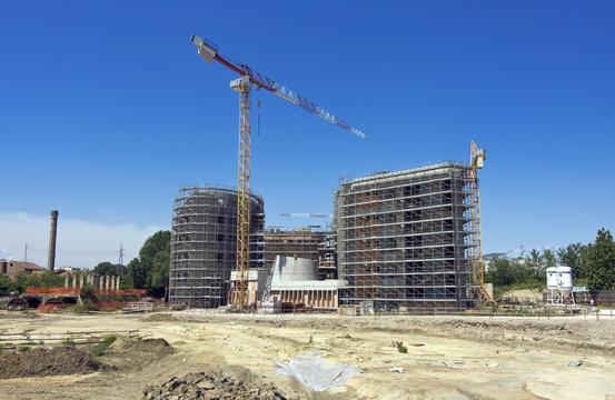 Scaffolding on a construction site of a new building