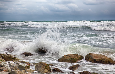 Storm on the sea after a rain