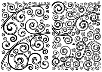 Set of two vector floral illustrations.