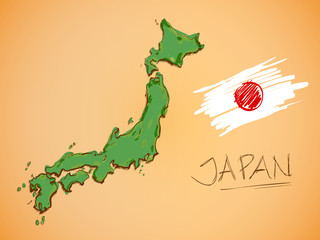 Japan Map and National Flag Vector © natanaelginting