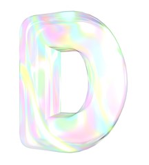 3d transparent letter D colored with pastel colors