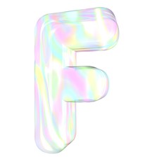 3d transparent letter F colored with pastel colors