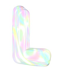 3d transparent letter L colored with pastel colors