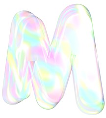 3d transparent letter M colored with pastel colors