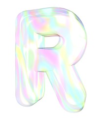 3d transparent letter R colored with pastel colors