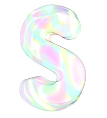 3d transparent letter S colored with pastel colors