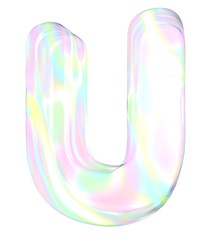 3d transparent letter U colored with pastel colors
