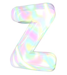 3d transparent letter Z colored with pastel colors